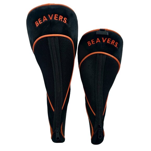 Oregon State Beavers Lot Of 2 Orange Black Embroidered Zip Up Golf Head Covers - Picture 2 of 9